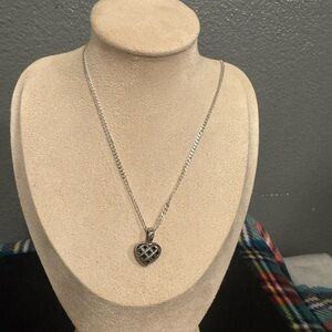 Vintage Lagos Caviar Two Tone Silver & Gold Heart 24mm Pendant W/chain